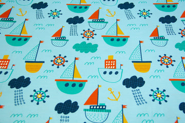 Jersey mit Segelbooten, Fräulein von Julie, blau, 0,5 m